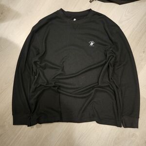 Beverly Hills Polo Club Black Long-Sleeve Waffle Crew with Chest Logo